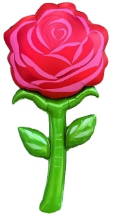 Шар (53''/135 см) Цветок, Роза, Красный, 1 шт.